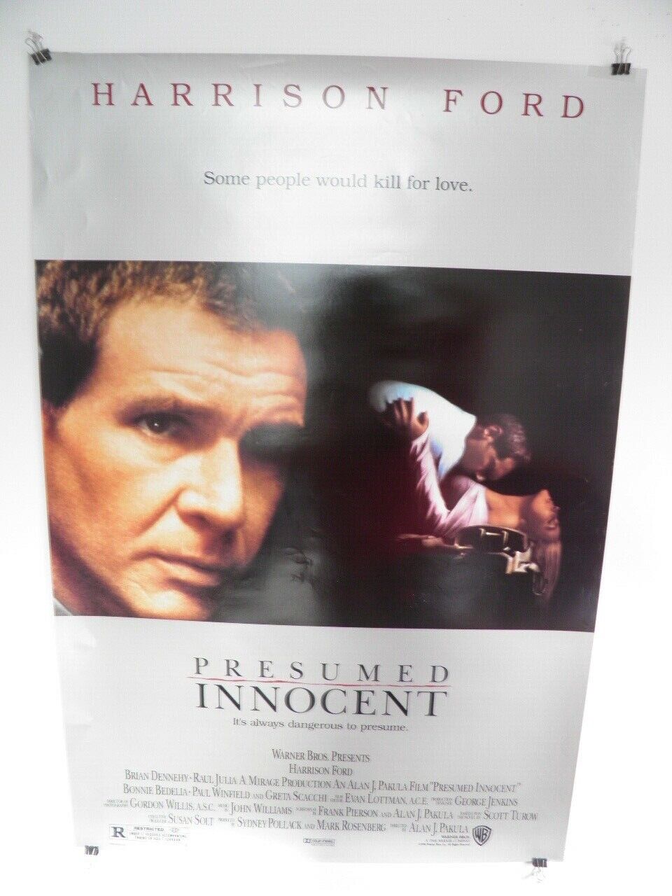 Presumed Innocent Harrison Ford Raul Julia 27 By 40 Rolled Movie Poster 1990