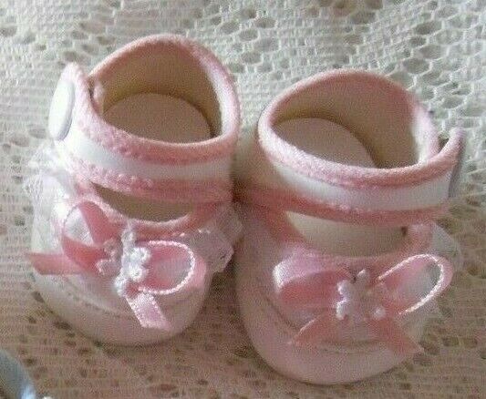 Doll Shoes 2 1/4" (6cm) White-pink Trim Fit Tiny Tears 15"